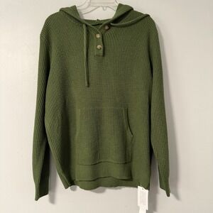 VIMPUNEC olive green waffle knit Sweater hoodie